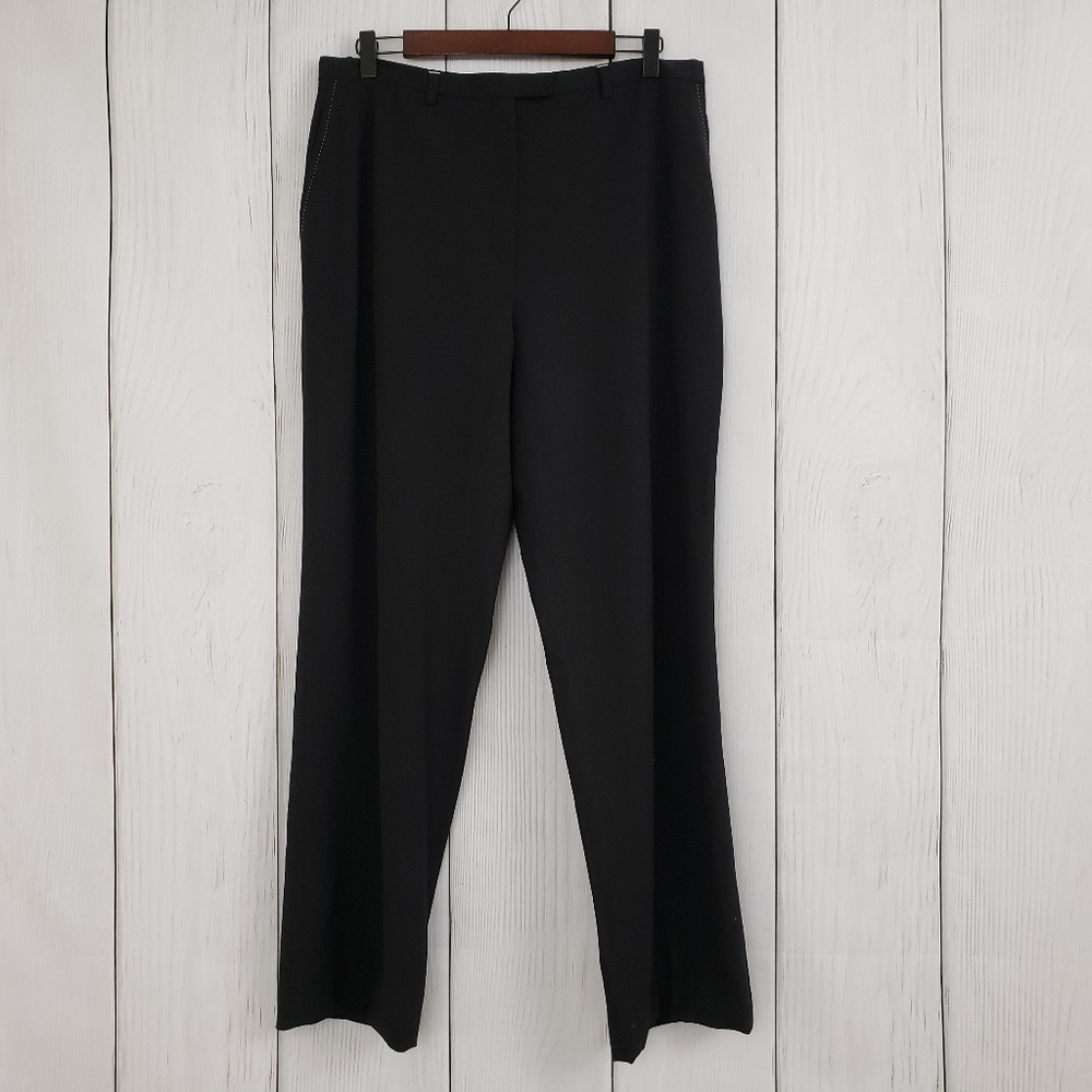 GUNEXT ITALY sz 12 Black Wool Blend Trousers Pants